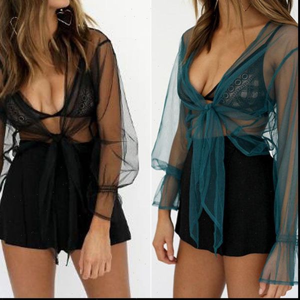 womens long sleeve transparent see through shirt casual blouse mesh sheer crop bandage black tees, White
womens long sleeve transparent see through shirt casual blouse mesh sheer crop bandage black tees, White