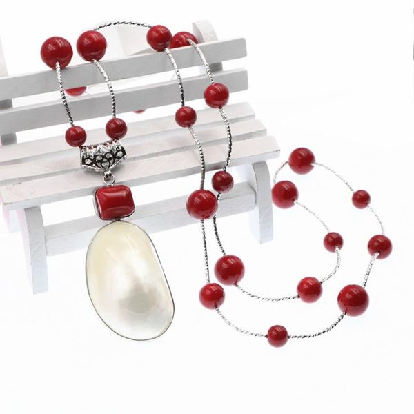 pendant necklaces bohemia handmade long chain necklace for women natural mother shell pearl artificial coral beads chains b114, Silver
pendant necklaces bohemia handmade long chain necklace for women natural mother shell pearl artificial coral beads chains b114, Silver