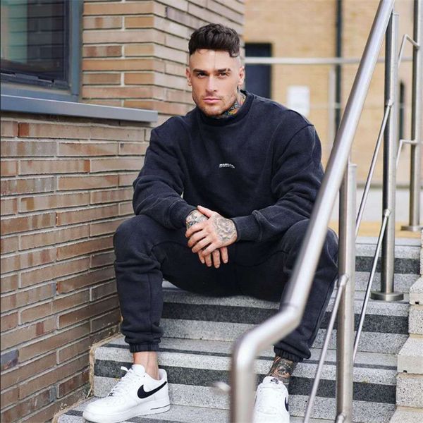 mens bodybuilding o-neck hoodie cotton pullover sport jogging gyms running coats fall clothing obar, Black 
mens bodybuilding o-neck hoodie cotton pullover sport jogging gyms running coats fall clothing obar, Black