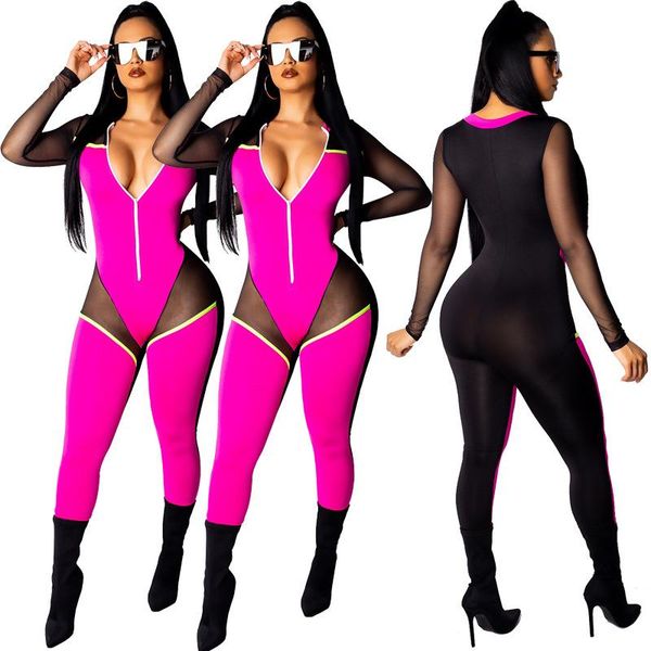 women's jumpsuits & rompers echoine women jumpsuit mesh patchwork fitness romper zipper fashion bodycon tracksuits skinny femme casual, Black;white
women's jumpsuits & rompers echoine women jumpsuit mesh patchwork fitness romper zipper fashion bodycon tracksuits skinny femme casual, Black;white
