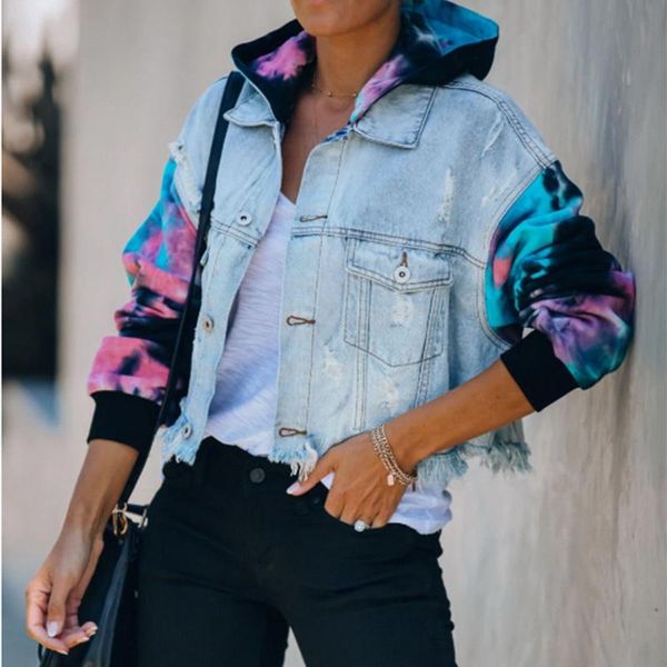 2021 new autumn women's denim jacket jeans coat tie dye print sleeve patchwork harajuku coat casual loose fashion ladies jacket, Black;brown
2021 new autumn women's denim jacket jeans coat tie dye print sleeve patchwork harajuku coat casual loose fashion ladies jacket, Black;brown