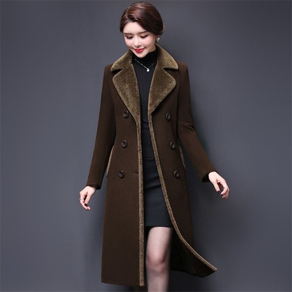 m-5xl women wool blends coat winter fashion mother thicken cashmere collar long jacket warm slim outerwear female 211106, Black
m-5xl women wool blends coat winter fashion mother thicken cashmere collar long jacket warm slim outerwear female 211106, Black