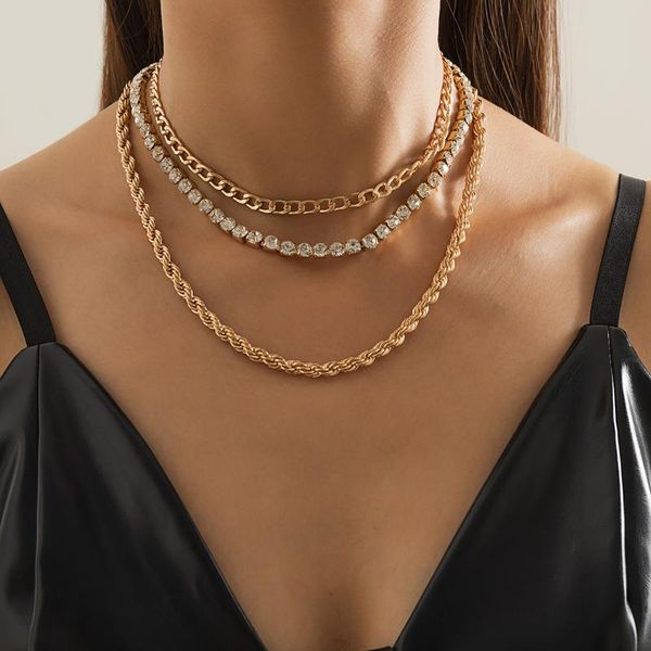 chokers fashion bling rhinestone punk style twisted gold chains choker necklace for women man crystal statement jewelry wholesale gifts, Golden;silver
chokers fashion bling rhinestone punk style twisted gold chains choker necklace for women man crystal statement jewelry wholesale gifts, Golden;silver