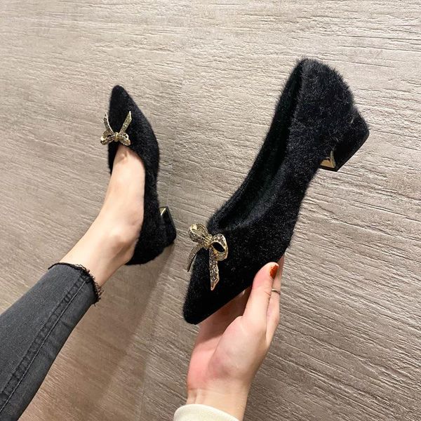 dress shoes autumn/winter korean style wool thermal fleece lined for women metal butterfly knot design, Black
dress shoes autumn/winter korean style wool thermal fleece lined for women metal butterfly knot design, Black