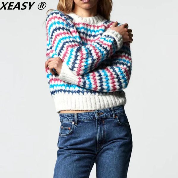 women's sweaters xeasy women and pullovers striped sweater jumper long sleeve fall clothes for vintage knitted, White;black
women's sweaters xeasy women and pullovers striped sweater jumper long sleeve fall clothes for vintage knitted, White;black