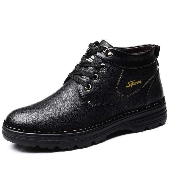 boots leather men fur 2021 winter warm snow shoes formal business ankle plus size 38-48, Black 
boots leather men fur 2021 winter warm snow shoes formal business ankle plus size 38-48, Black