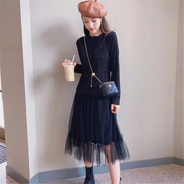 casual dresses 2021 autumn light luxury xiaoxiang waistcoat dress two-piece set, Black;gray
casual dresses 2021 autumn light luxury xiaoxiang waistcoat dress two-piece set, Black;gray
