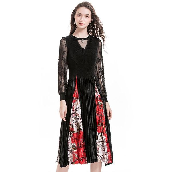 casual dresses plus size dress women long sleeves 2021 autumn fashion miyake pleated patchwork printed velvet round neck elegant midi, Black;gray
casual dresses plus size dress women long sleeves 2021 autumn fashion miyake pleated patchwork printed velvet round neck elegant midi, Black;gray