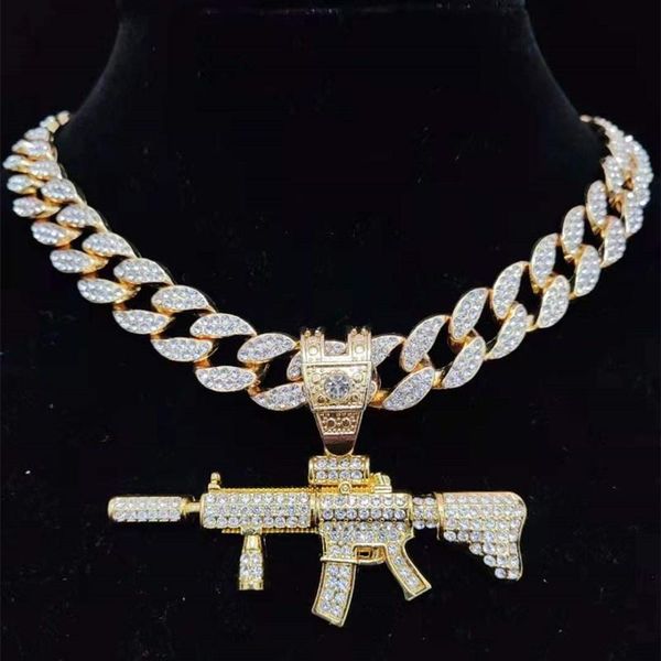 pendant necklaces men women hip hop iced out bling submachine gun necklace with 15mm miami cuban chain hiphop fashion jewelry, Silver
pendant necklaces men women hip hop iced out bling submachine gun necklace with 15mm miami cuban chain hiphop fashion jewelry, Silver