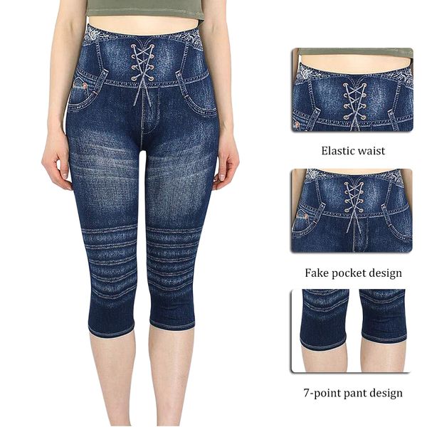 faux jeans leggings women stretch printed short leggins plus size calf-length pants summer breeches high waist jeggings, Black;white
faux jeans leggings women stretch printed short leggins plus size calf-length pants summer breeches high waist jeggings, Black;white