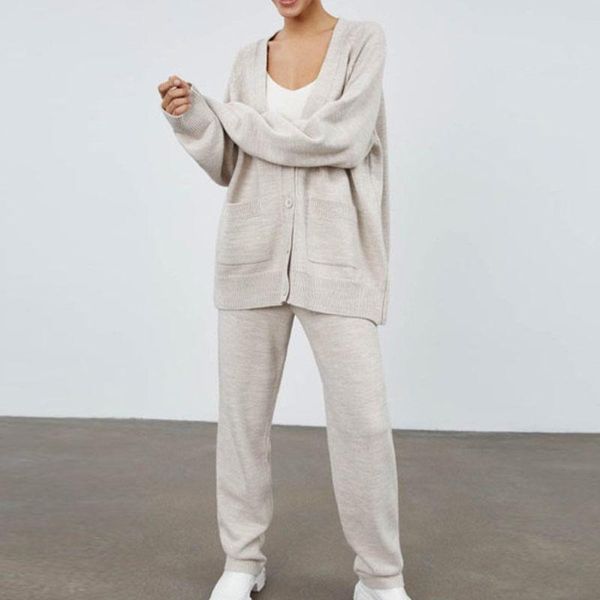 women's two piece pants autumn winter women loose 2 set knitted sweater ladies v neck coat and lace up slim sets casual solid 2021, White
women's two piece pants autumn winter women loose 2 set knitted sweater ladies v neck coat and lace up slim sets casual solid 2021, White