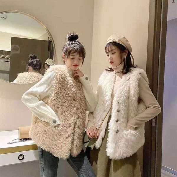 women's fur & faux women 2021 autumn winter lamb wool coat jacket female fleece shaggy warm sleeveless waistcoat single breasted outwea, Black
women's fur & faux women 2021 autumn winter lamb wool coat jacket female fleece shaggy warm sleeveless waistcoat single breasted outwea, Black