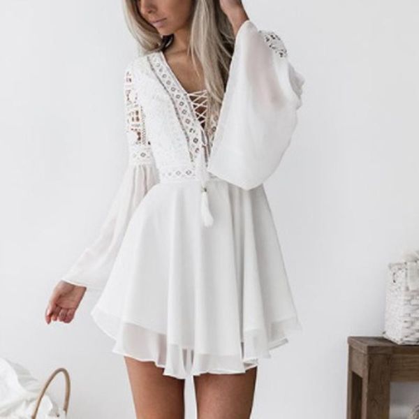 casual dresses girls white summer bohemian mini dress women fashion spring solid lace clothes v-neck long sleeve, Black;gray
casual dresses girls white summer bohemian mini dress women fashion spring solid lace clothes v-neck long sleeve, Black;gray