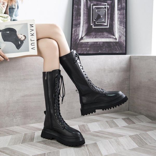 boots korean leather women british 2021 autumn winter style waterproof platform thick heel side zipper, Black
boots korean leather women british 2021 autumn winter style waterproof platform thick heel side zipper, Black