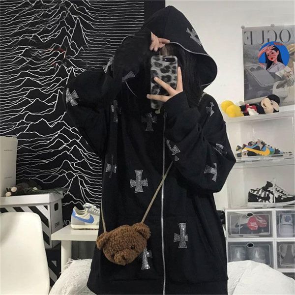 women's jackets women zipper long sleeve hooded jacket gothic vintage rhinestone cross pattern coat hoodie autumn winter sweatshirt top, Black;brown
women's jackets women zipper long sleeve hooded jacket gothic vintage rhinestone cross pattern coat hoodie autumn winter sweatshirt top, Black;brown