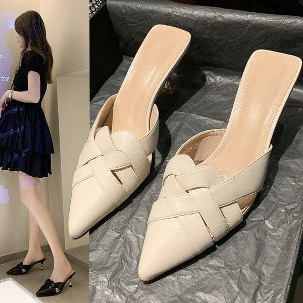slippers shoes ladies' thin heels luxury slides low cover toe shallow slipers women female mule designer pointed 2021 mules rome, Black
slippers shoes ladies' thin heels luxury slides low cover toe shallow slipers women female mule designer pointed 2021 mules rome, Black