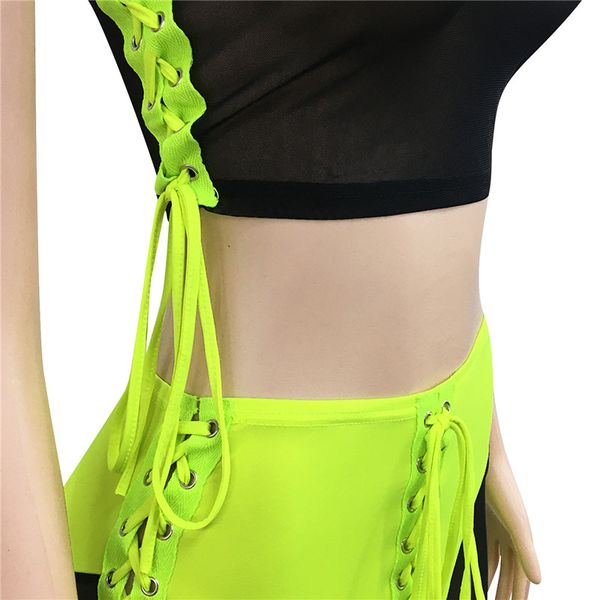 mesh see through bandage matching set women o neck sleeveless party club two piece outfit crop and shorts sets, White
mesh see through bandage matching set women o neck sleeveless party club two piece outfit crop and shorts sets, White