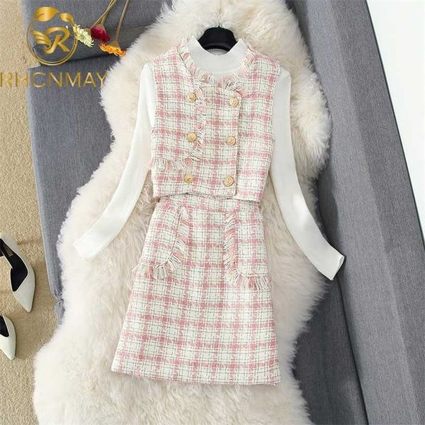 women elegant casual tassel tweed 3 piece suit double-breasted short coat + sweaters skirt autumn chic sweet ladies set 211106, White
women elegant casual tassel tweed 3 piece suit double-breasted short coat + sweaters skirt autumn chic sweet ladies set 211106, White