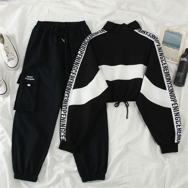 autumn high waist streetwear cargo pants female harajuku loose joggers women 2 piece suit harem camo pants 211112, Black;white
autumn high waist streetwear cargo pants female harajuku loose joggers women 2 piece suit harem camo pants 211112, Black;white