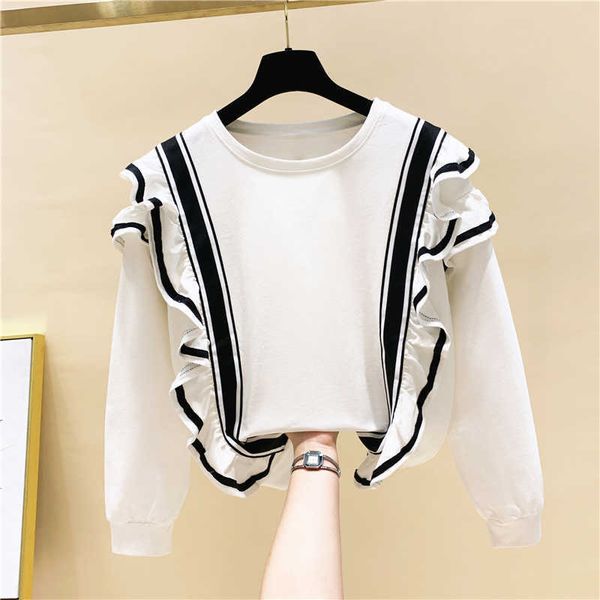 ruffles patchwork solid o neck pullover autumn and winter loose sweatshirt women 210615, Black
ruffles patchwork solid o neck pullover autumn and winter loose sweatshirt women 210615, Black
