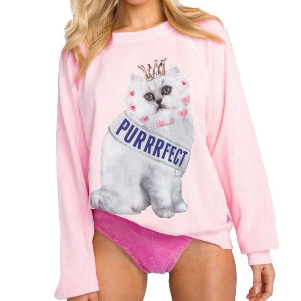 women's t-shirt cute girls cat t-shirst women long sleeve loose t-shirts pullover tee, White
women's t-shirt cute girls cat t-shirst women long sleeve loose t-shirts pullover tee, White