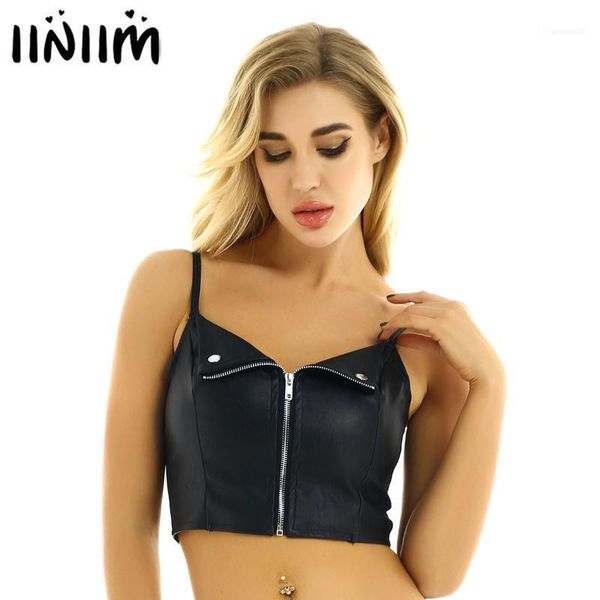 womens pu leather cami vest crop sleeveless spaghetti strap punk biker tank zipper rave festival short cropped 1, White
womens pu leather cami vest crop sleeveless spaghetti strap punk biker tank zipper rave festival short cropped 1, White