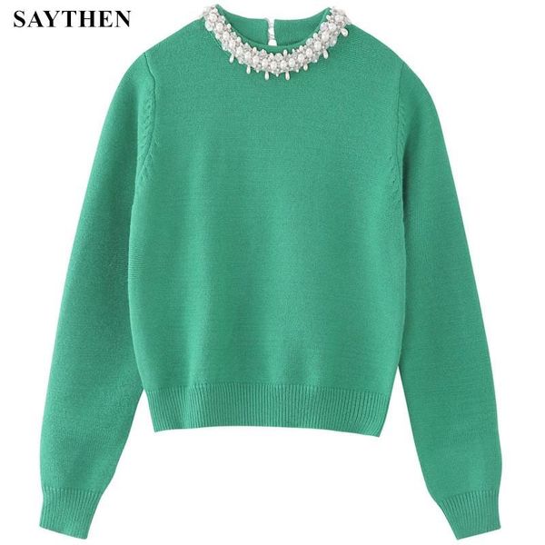 women's sweaters saythen the autumn and winter rhinestone beaded round neck pullover slim green sweater all-match blouse, White;black
women's sweaters saythen the autumn and winter rhinestone beaded round neck pullover slim green sweater all-match blouse, White;black