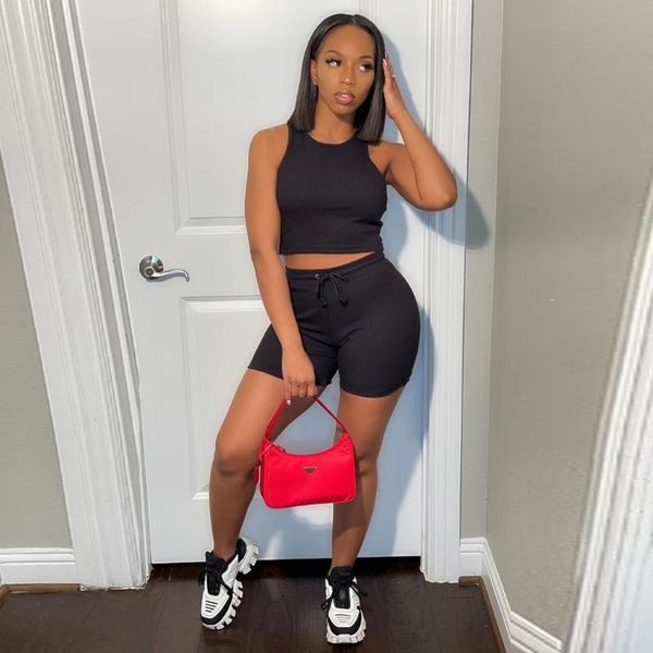 women's tracksuits 2021 summer european and american slim solid color vest round neck lace shorts ladies suit women, Gray
women's tracksuits 2021 summer european and american slim solid color vest round neck lace shorts ladies suit women, Gray