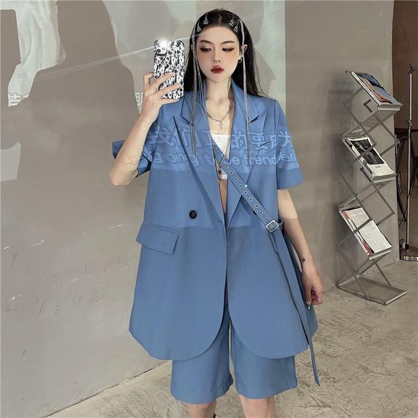 women's suits & blazers summer 2021 korean women notched collar single button lacing blue loose short sleeve casual suit jacket female, White;black
women's suits & blazers summer 2021 korean women notched collar single button lacing blue loose short sleeve casual suit jacket female, White;black