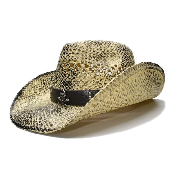 cloches luckylianji summer black vintage women men's wide brim straw beach cowboy cowgirl western hat hollow out skull leather band 58c, Blue;gray
cloches luckylianji summer black vintage women men's wide brim straw beach cowboy cowgirl western hat hollow out skull leather band 58c, Blue;gray