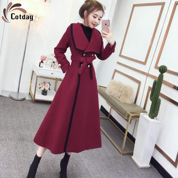 women's wool & blends cotday cotton loose long coat thick autumn windbreaker hepburn red plus size slim belt femme woolen blend, Black
women's wool & blends cotday cotton loose long coat thick autumn windbreaker hepburn red plus size slim belt femme woolen blend, Black