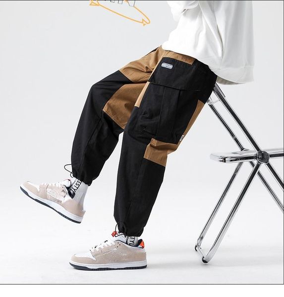 men's pants spring autumn fashion matching loose multi-pocket casual overalls street wear elastic waist long for male, Black
men's pants spring autumn fashion matching loose multi-pocket casual overalls street wear elastic waist long for male, Black