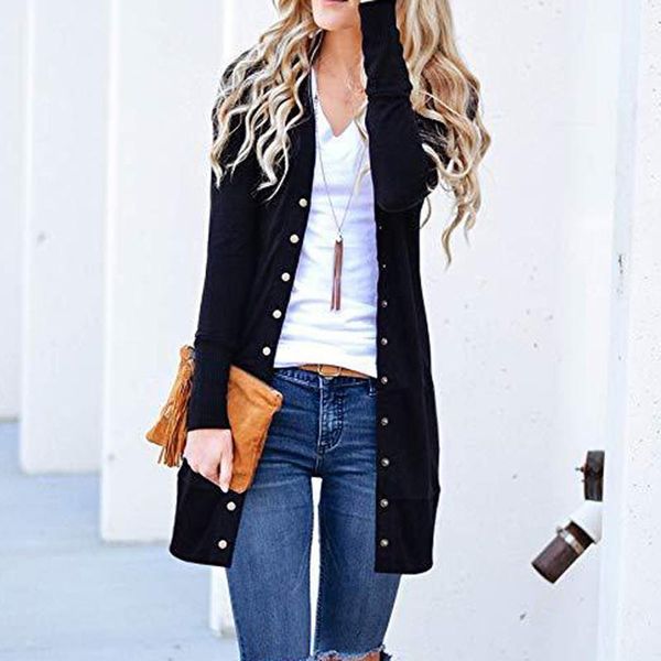 long jackets women's cardigan casual long sleeve jacket buttoned outside wearing female cardigans robe femme, Black;brown
long jackets women's cardigan casual long sleeve jacket buttoned outside wearing female cardigans robe femme, Black;brown