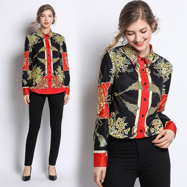 women's blouses & shirts wholesale 2021 spring summer fall runway vintage print collar long sleeve turn-down neck womens party casual s, White
women's blouses & shirts wholesale 2021 spring summer fall runway vintage print collar long sleeve turn-down neck womens party casual s, White