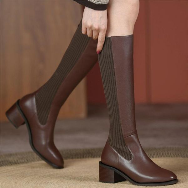 boots women genuine leather chunky high heels knee female knitting winter warm round toe thigh pumps shoe casual shoes, Black
boots women genuine leather chunky high heels knee female knitting winter warm round toe thigh pumps shoe casual shoes, Black