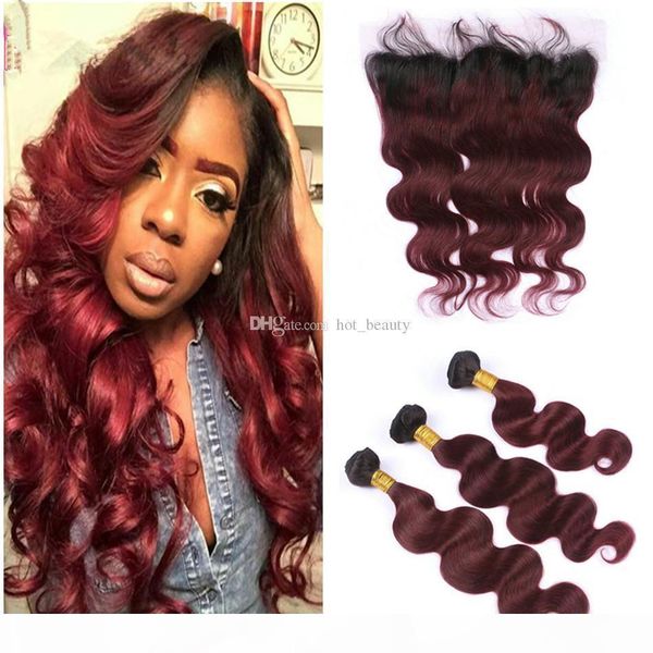 dark roots 1b 99j human hair weaves with lace frontal burgundy ombre color body wave hair 3 bundles with ear to ear frontal, Black
dark roots 1b 99j human hair weaves with lace frontal burgundy ombre color body wave hair 3 bundles with ear to ear frontal, Black