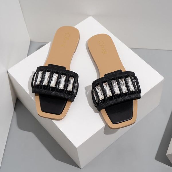 slippers square toe shoes ladies' luxury slides jelly flip flops designer soft glitter flat rubber crystal fabric casual basic p, Black
slippers square toe shoes ladies' luxury slides jelly flip flops designer soft glitter flat rubber crystal fabric casual basic p, Black