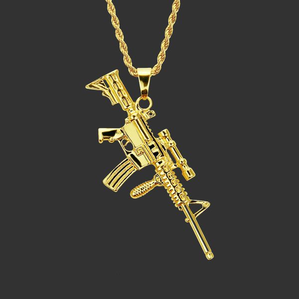 amulet neck pendants necklace hip hop submachine gun fashion clavicle chain, Silver 
amulet neck pendants necklace hip hop submachine gun fashion clavicle chain, Silver