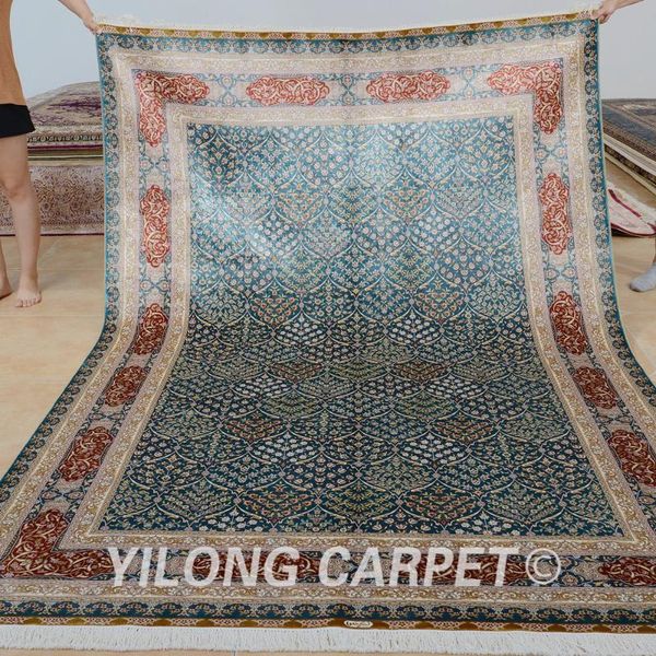 carpets yilong 6'x9' hand woven carpet rectangel blue hereke design silk handmade rug (0295)
carpets yilong 6'x9' hand woven carpet rectangel blue hereke design silk handmade rug (0295)