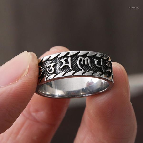 cluster rings retro stainless steel six-character mantra for men punk feng shui amulet lucky ring women fashion jewelry party1, Golden;silver
cluster rings retro stainless steel six-character mantra for men punk feng shui amulet lucky ring women fashion jewelry party1, Golden;silver