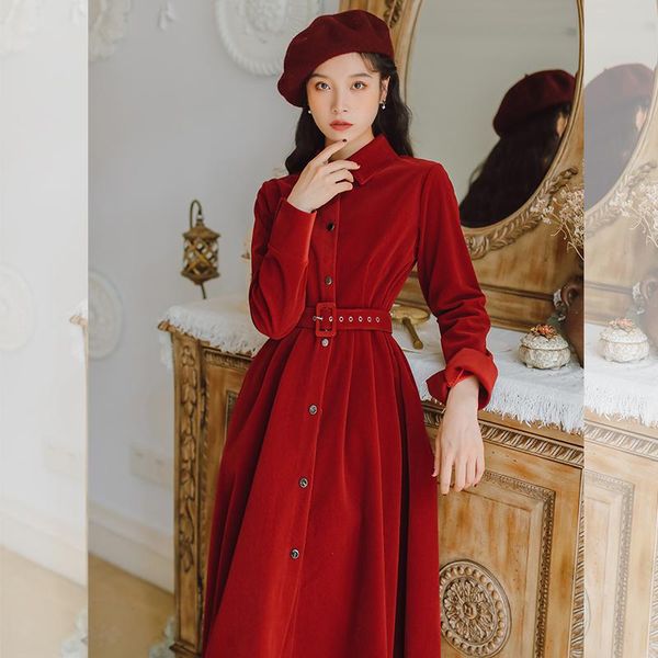 casual dresses coigarsam french style women dress vintage add wool high waist red and velvet blue with cloth nap 767, Black;gray
casual dresses coigarsam french style women dress vintage add wool high waist red and velvet blue with cloth nap 767, Black;gray
