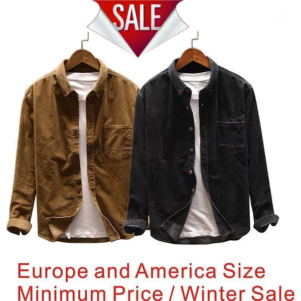 men's casual shirts men 2021 spring autumn fashion brand japan style slim fit vintage corduroy shirt male loose long sleeve 1, White;black
men's casual shirts men 2021 spring autumn fashion brand japan style slim fit vintage corduroy shirt male loose long sleeve 1, White;black