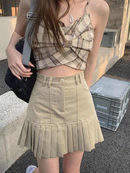 khaki summer pleated skirts women high waist mini skirt streetwear club vintage designer pockets button short z446, Black
khaki summer pleated skirts women high waist mini skirt streetwear club vintage designer pockets button short z446, Black