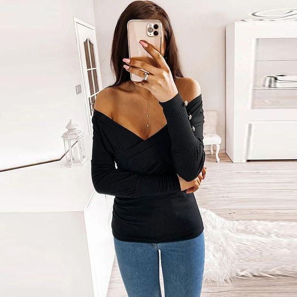 women's sweaters autumn and winter woman knitted clothes v-neck long sleeve solid color blouses for clothing 2021, White;black
women's sweaters autumn and winter woman knitted clothes v-neck long sleeve solid color blouses for clothing 2021, White;black