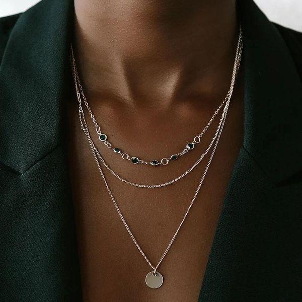 pendant necklaces 2021 fashion green crystal gold circle chain for women multilevel female round necklace jewelry gift, Silver
pendant necklaces 2021 fashion green crystal gold circle chain for women multilevel female round necklace jewelry gift, Silver