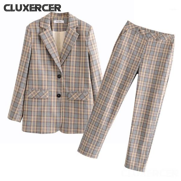 women's suits & blazers 2021 spring autumn vintage plaid pants suit women elegant single breasted office blazer jacket +pant two piece, White;black
women's suits & blazers 2021 spring autumn vintage plaid pants suit women elegant single breasted office blazer jacket +pant two piece, White;black