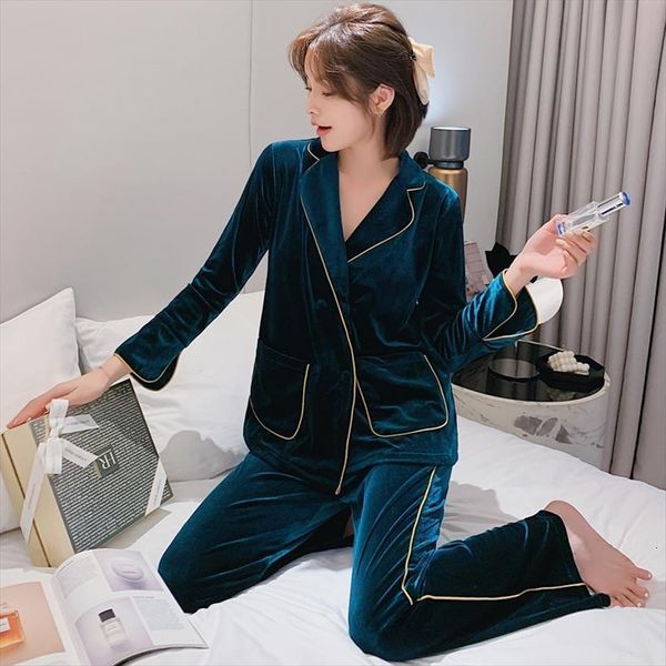style home wear outdoor casual women sleepwear two piece suit autumn clothes pajamas golden velvet womens, Black;red
style home wear outdoor casual women sleepwear two piece suit autumn clothes pajamas golden velvet womens, Black;red