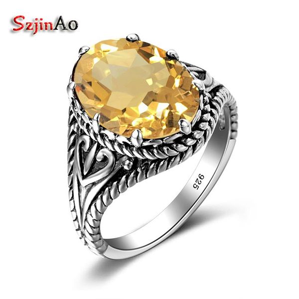 cluster rings szjinao antique vintage oval crystal citrine 925 sterling silver for women finger jewelry wedding fashion accessories, Golden;silver
cluster rings szjinao antique vintage oval crystal citrine 925 sterling silver for women finger jewelry wedding fashion accessories, Golden;silver