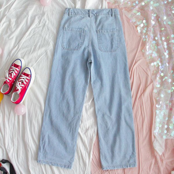 women new for loose high waist straight denim trousers harajuku cartoon cute cat jeans female pants c kmik, Blue
women new for loose high waist straight denim trousers harajuku cartoon cute cat jeans female pants c kmik, Blue