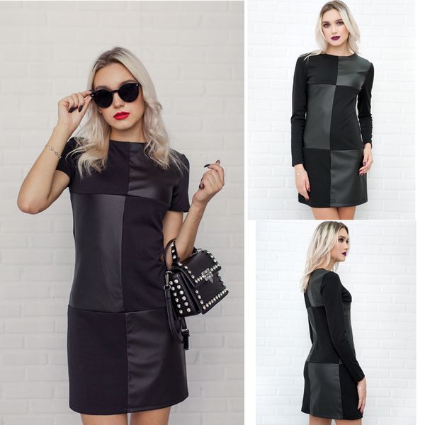 2021 women vintage leather patchwork elegant office long sleeve o neck solid casual mini autumn new fashion es dzt4, Black;gray
2021 women vintage leather patchwork elegant office long sleeve o neck solid casual mini autumn new fashion es dzt4, Black;gray